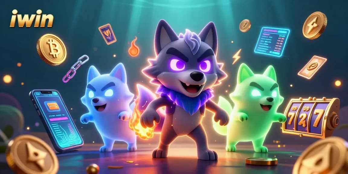 Experience thrilling gaming at iwin with vibrant slot reels and ghostly wolves.