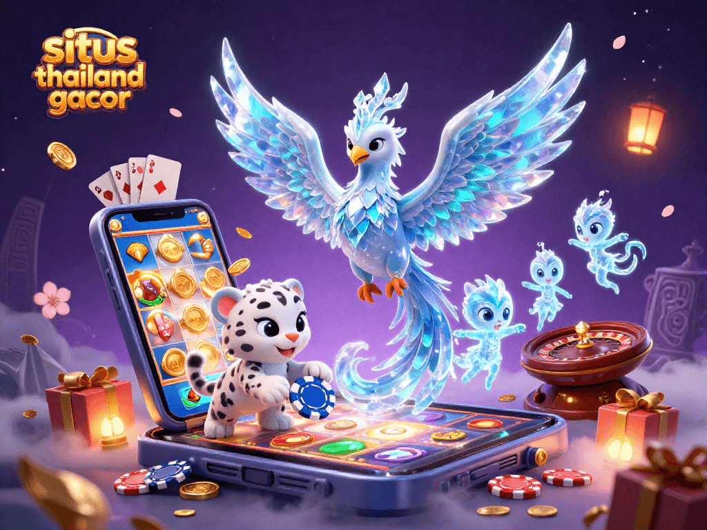 Win big with situs thailand gacor featuring a dazzling phoenix, slot games, and vibrant casino elements.