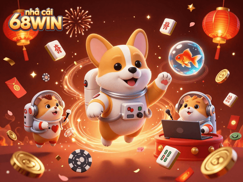 Experience the excitement of nhà cái 68WIN in a vibrant space casino scene with cosmic themes.