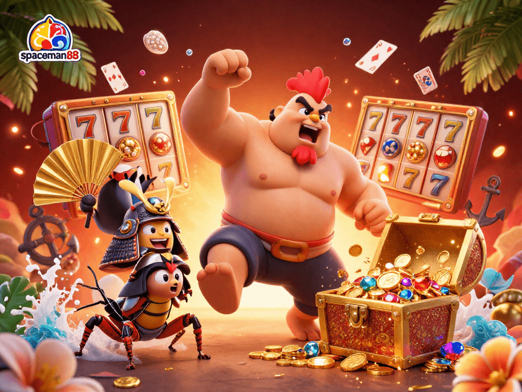 Spin the reels with spaceman88: an engaging slot scene filled with vibrant characters and dazzling treasures.