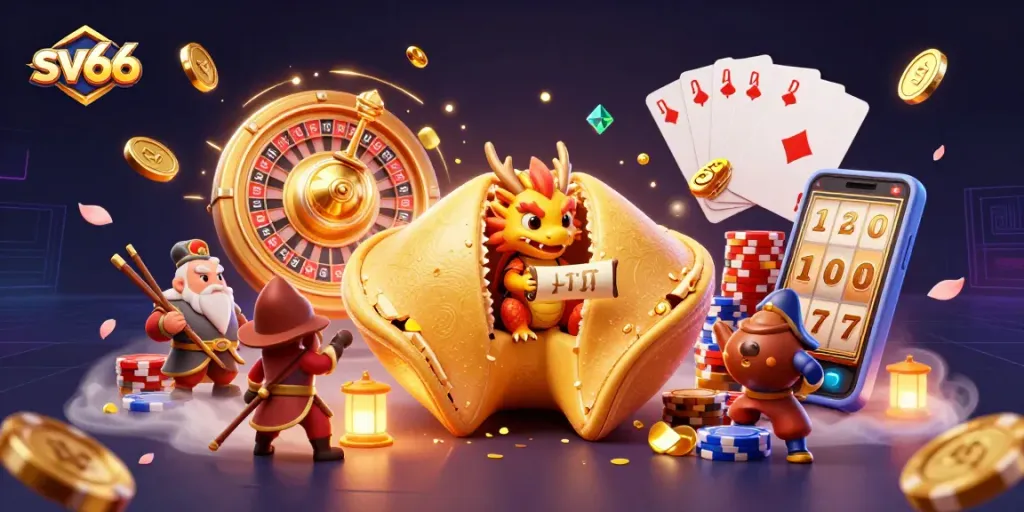Engage in thrilling gameplay at sv66 casino with vibrant 3D illustration showcasing dynamic gaming elements.