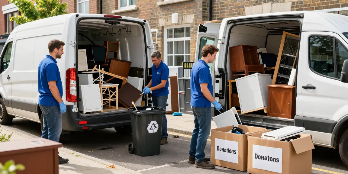 Efficient london house clearance service with professionals removing clutter from home, creating a clean space.