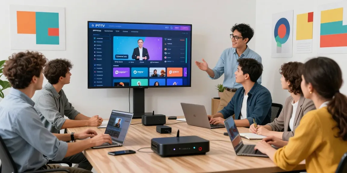Trustworthy IPTV reseller showcasing local services and professional business growth in a modern office environment.