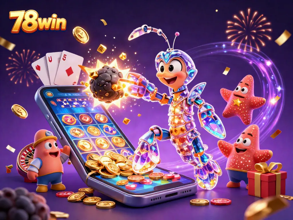 Experience exhilarating gameplay at 78win with colorful slots and radiant golden coins.