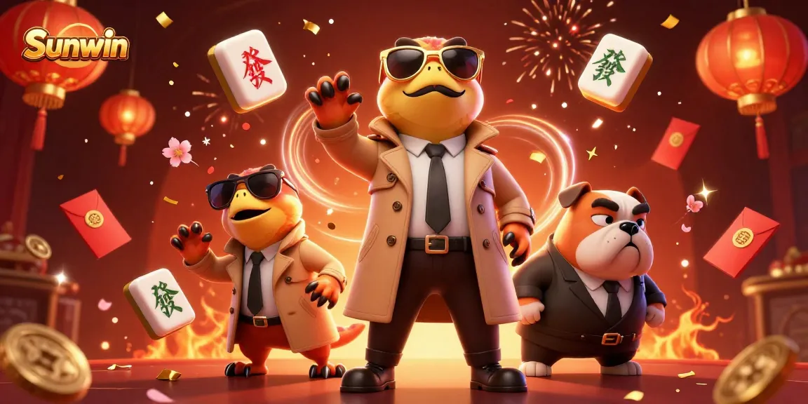Sunwin raptors sneakily enter a casino lounge, surrounded by festive elements and excitement.