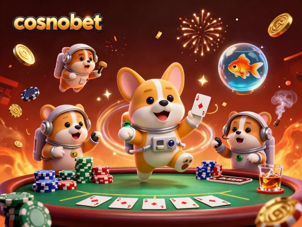 Experience the vibrant excitement of cosmobet in a 3D space casino with playful characters and engaging elements.