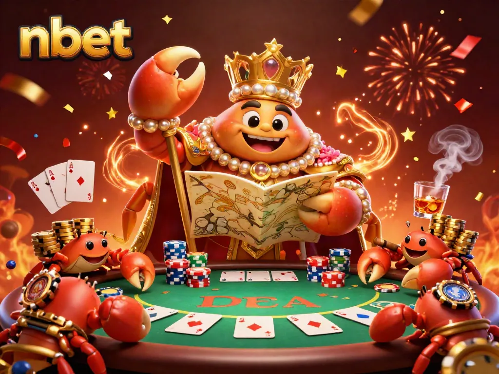 Engage in the thrilling nbet casino experience with a golden crab emperor ruling a vibrant poker scene packed with excitement.