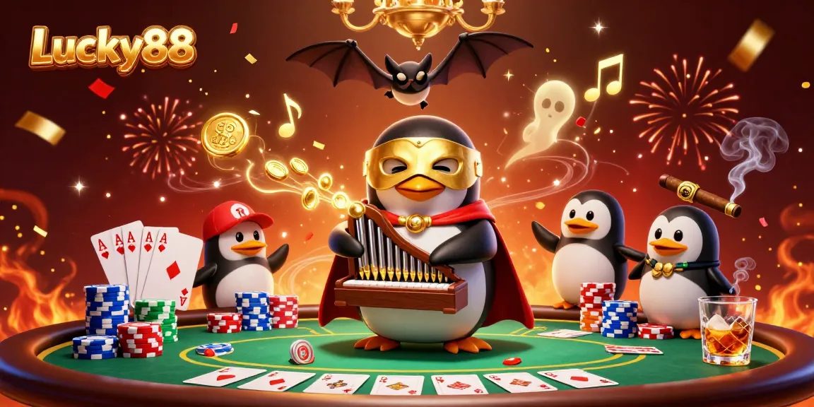 Engage with Lucky88's vibrant casino scene featuring thrilling poker action and dynamic characters.