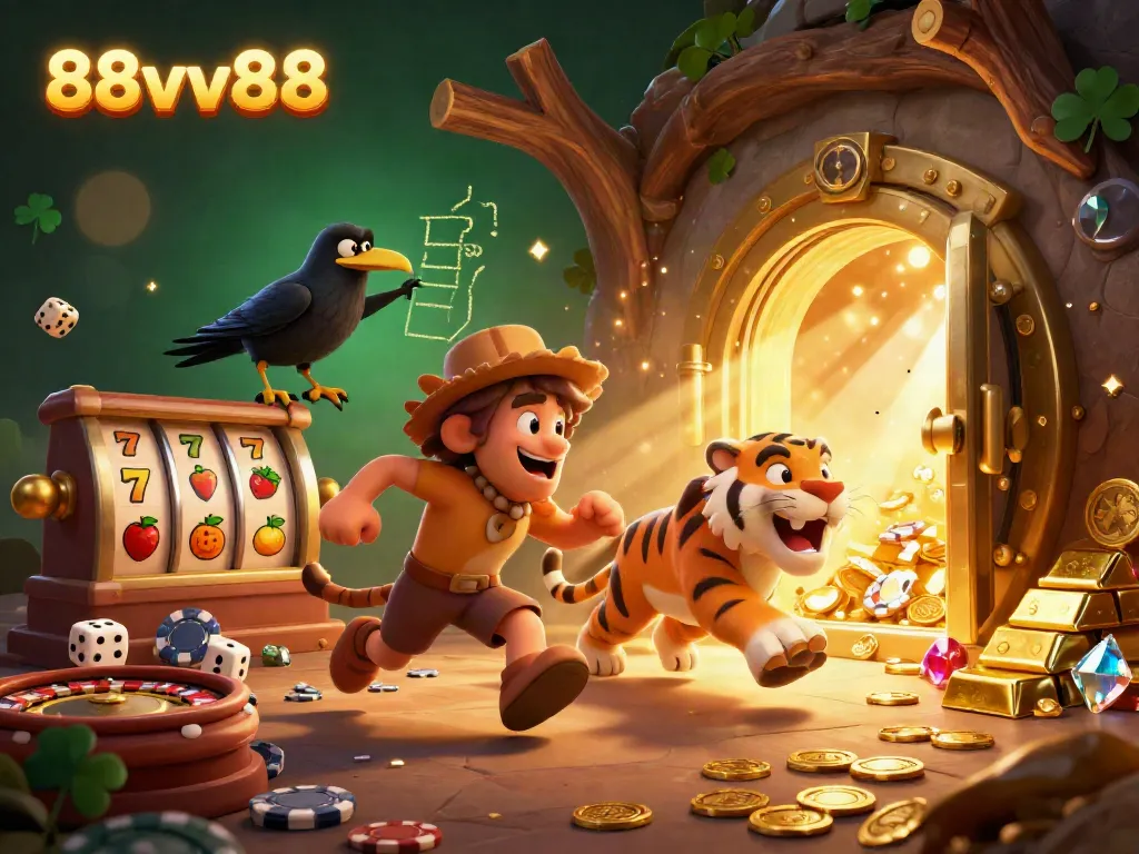 Experience the excitement of casino games with 88vv88 in a rich, vibrant 3D scene.