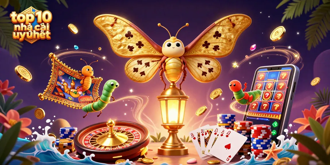 Spin with the top 10 nhà cái uy tín in a vibrant, dynamic casino scene.