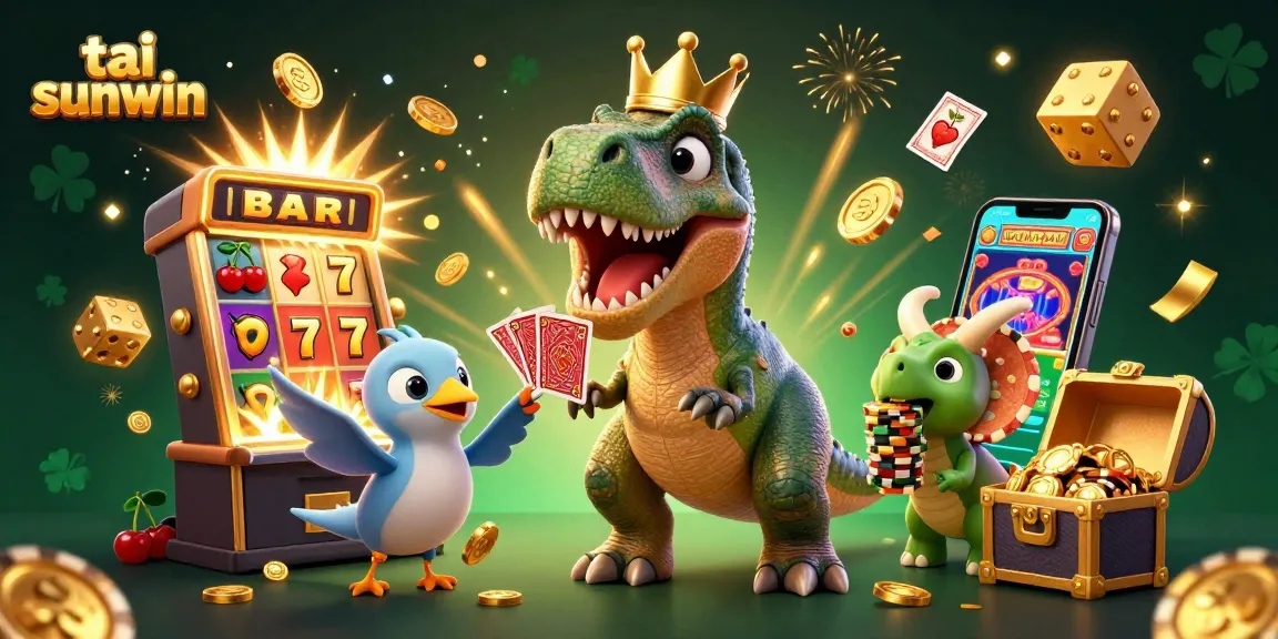 Experience the excitement of tai sunwin with colorful casino characters winning jackpots and playing games.