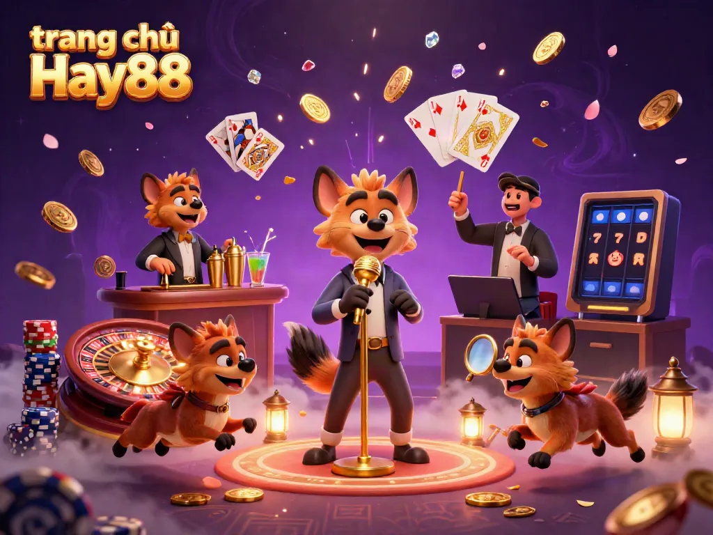 Engage in fun at trang chủ Hay88 with a vibrant casino scene featuring hyenas as entertainers and fabulous gaming elements.