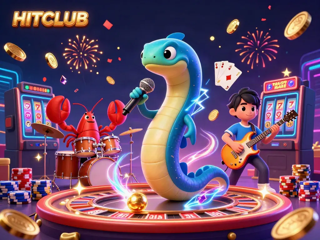 Experience the HITCLUB underwater casino stage with energetic characters and dynamic gaming elements.
