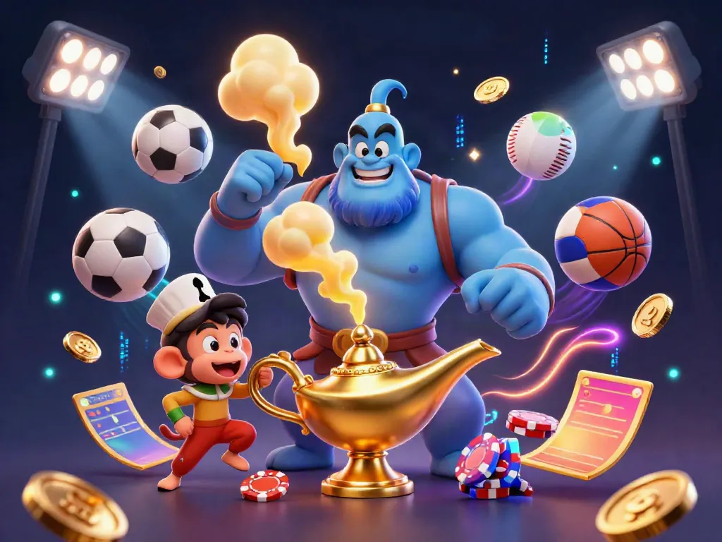 Experience the thrilling world of S8 with a dynamic genie and magical gaming elements in action.