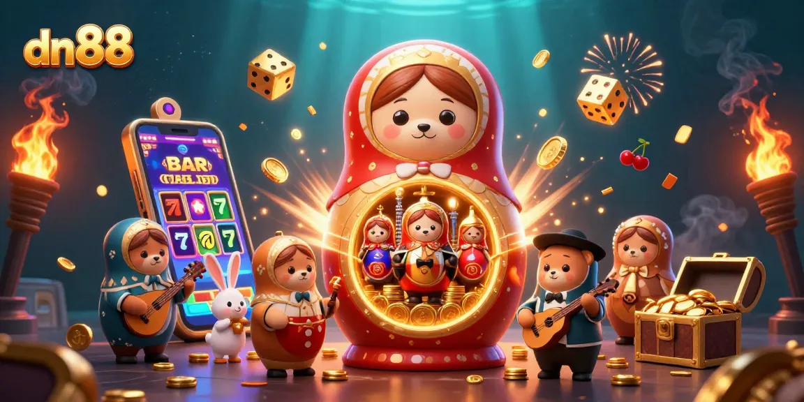 Engage with dn88's vibrant casino scene showcasing playful bears and a lively atmosphere.