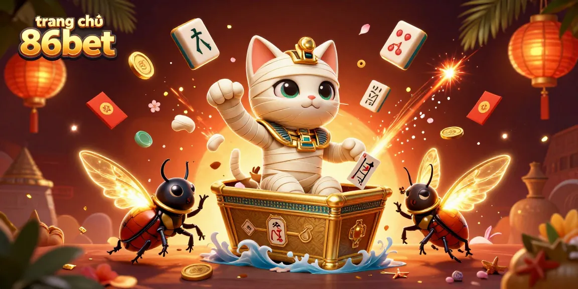Experience the thrilling adventures at trang chủ 86bet with the energetic Egyptian mummy cat and its companions in a vibrant casino.