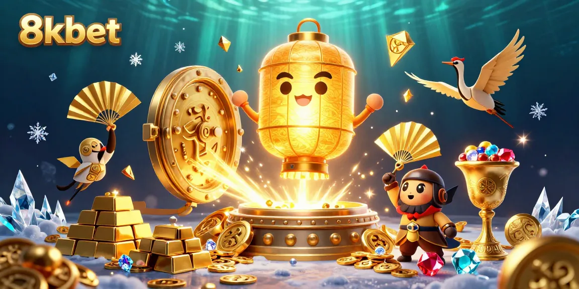 Win big at 8xbet with the vibrant casino scene filled with gold and magical elements.