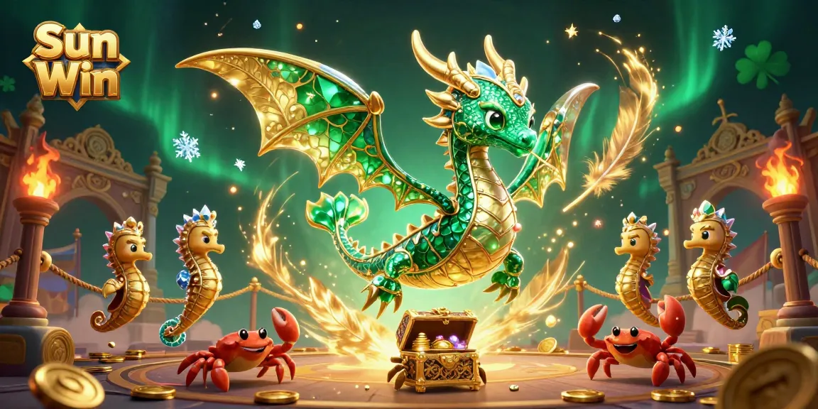 Engage with Sun Win's thrilling world of online gaming featuring a majestic sea dragon and treasure