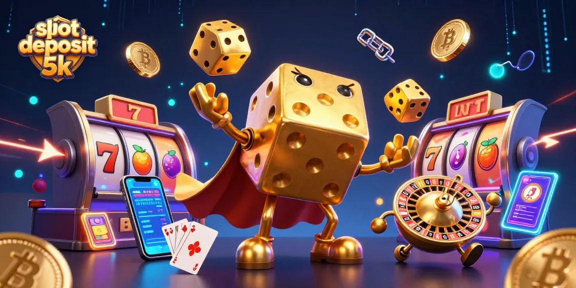 Experience amazing wins with slot deposit 5k in this vibrant 3D casino illustration featuring dynamic game elements.