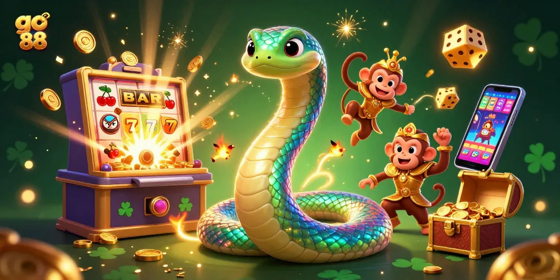 Experience excitement with go 88 as a vibrant slot machine erupts in coins and light.
