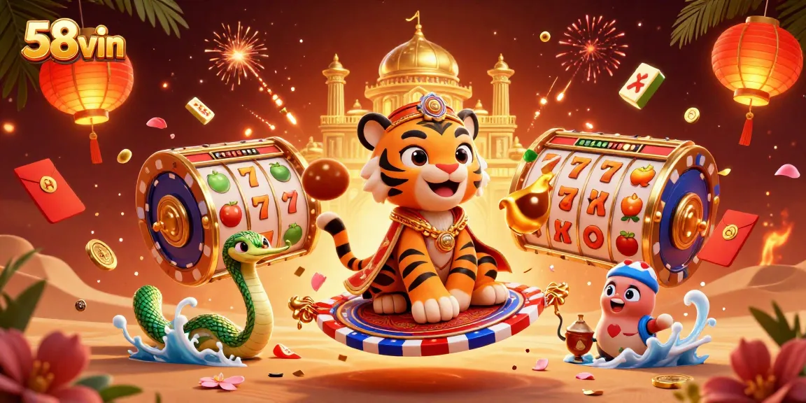 Experience the thrill of 58vin with vibrant slot action featuring a tiger sultan and magical elements.