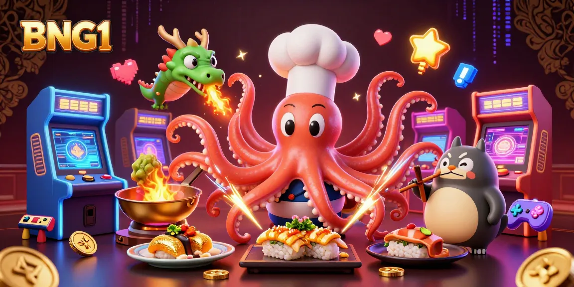 Experience excitement at BNG1 with a vibrant 3D casino illustration featuring dynamic characters and games.