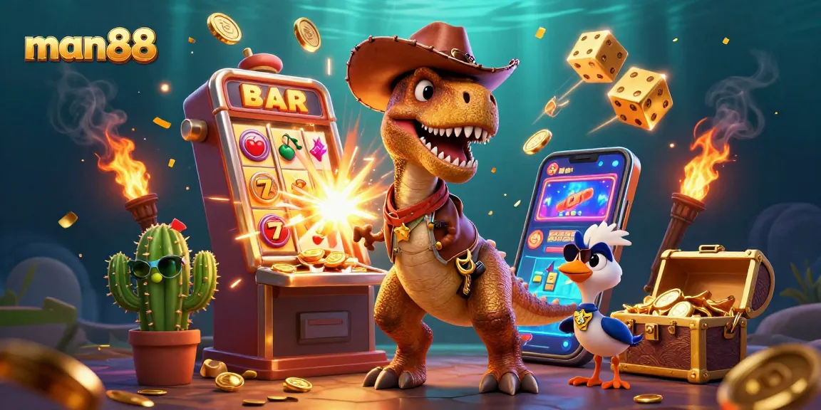 Experience thrilling jackpots at man88 with cartoon characters celebrating casino wins!