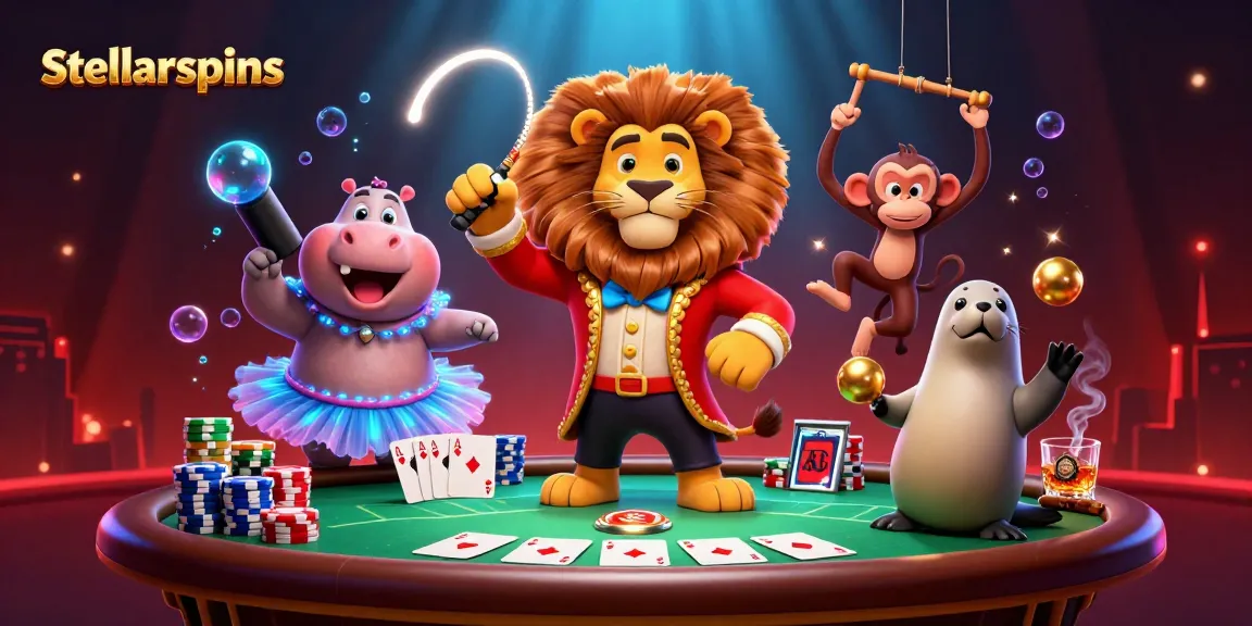 Experience the thrill of stellarspins with lively circus characters and vibrant casino elements.