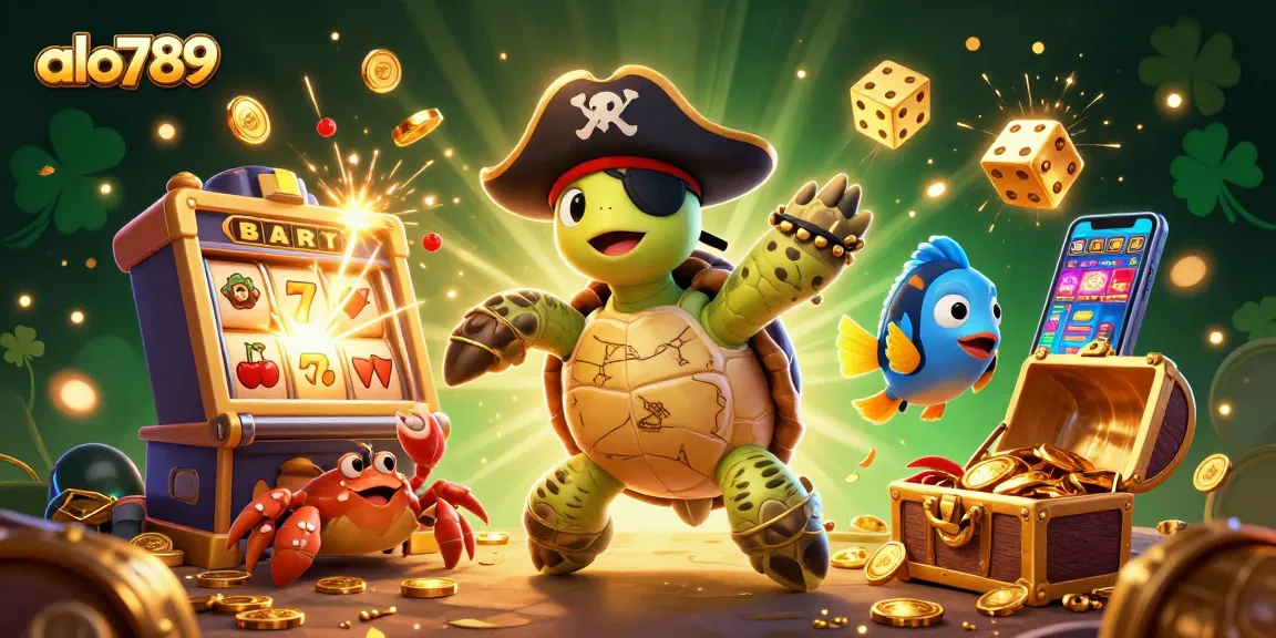 Join the fun at alo789, where the 3D animated turtle and friends celebrate jackpots and thrilling gameplay.