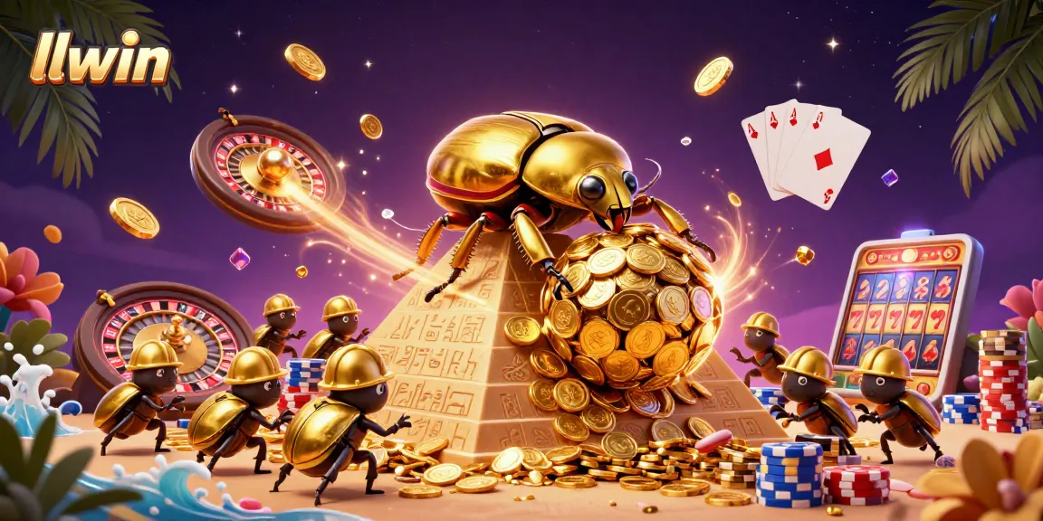 Experience thrilling wins with llwin's dynamic gaming scene featuring golden treasure and casino excitement.